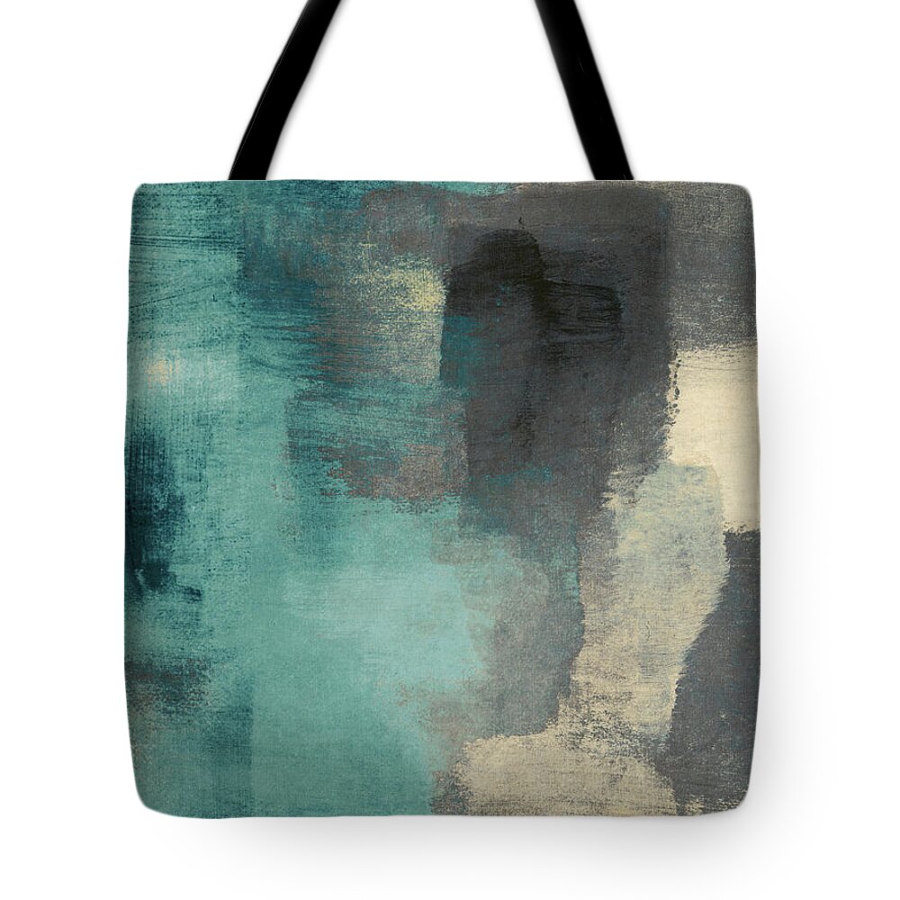 Abstract Tote Bag featuring the digital art Downtown Blue Rain I by Lanie Loreth
