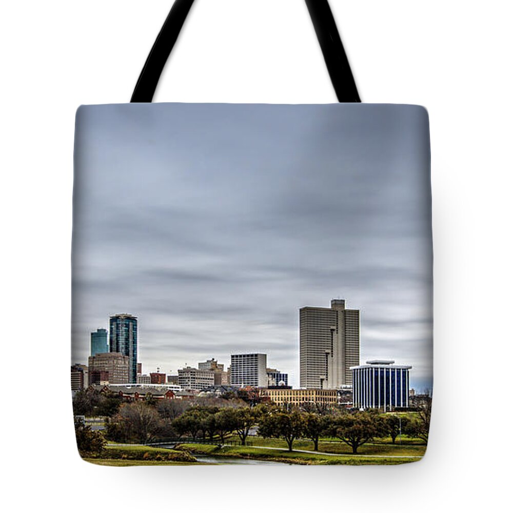 Fort Worth Tote Bag featuring the photograph Downtown Fort Worth Trinity Trail by Jonathan Davison