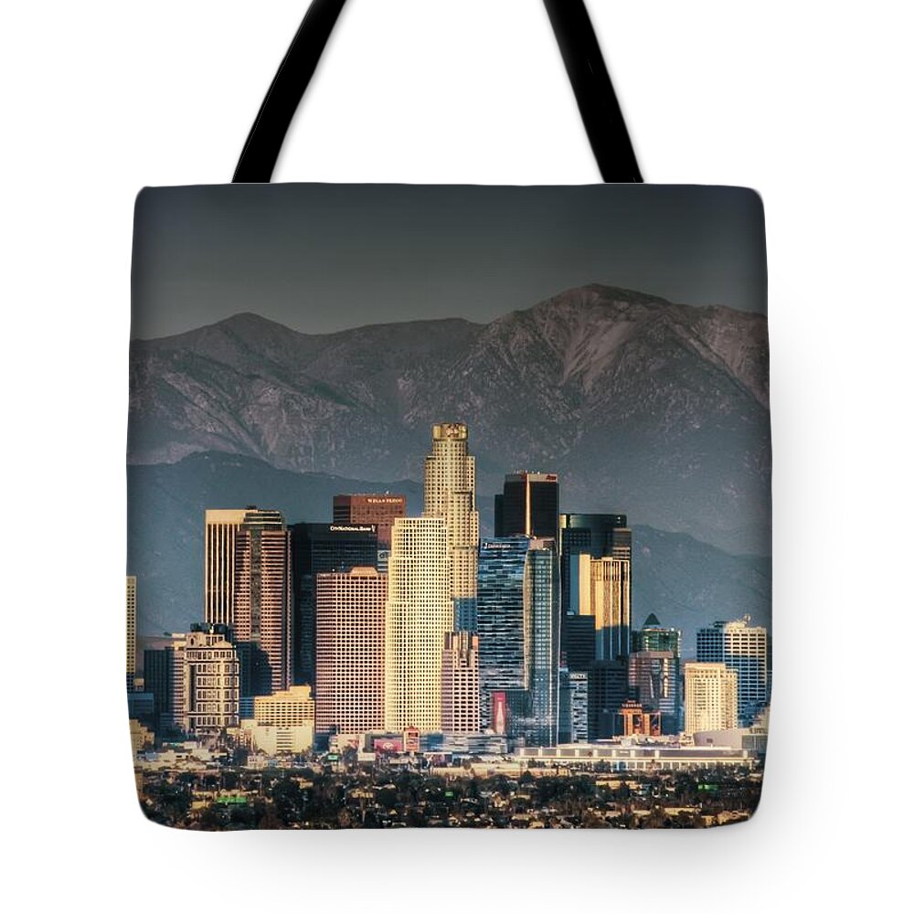 Downtown Los Angeles Tote Bag featuring the photograph Downtown Los Angeles by Natasha Bishop