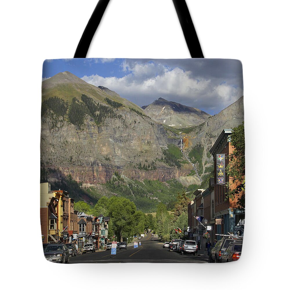 Rocky Mountains Tote Bag featuring the photograph Downtown Telluride Colorado by Mike McGlothlen