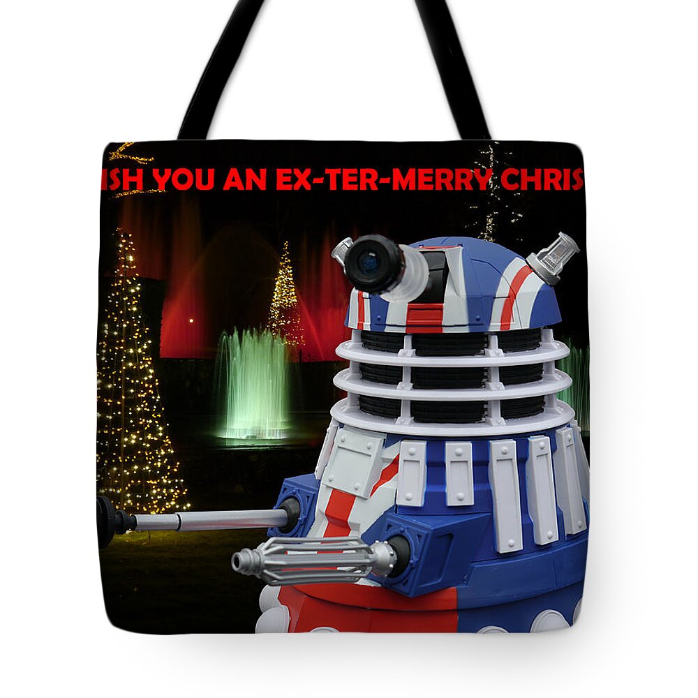 Richard Reeve Tote Bag featuring the photograph Dr Who - Dalek Christmas by Richard Reeve