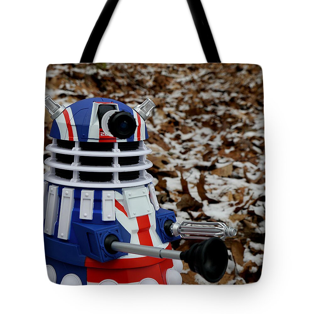 Dalek Tote Bag featuring the photograph Dr Who - Forest Dalek by Richard Reeve