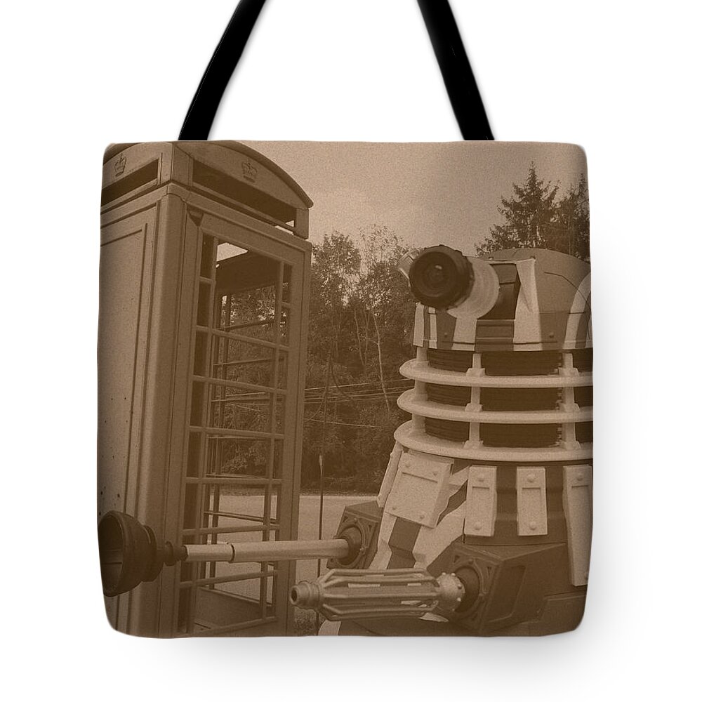 Richard Reeve Tote Bag featuring the photograph Dr Who - The Wrong Box by Richard Reeve