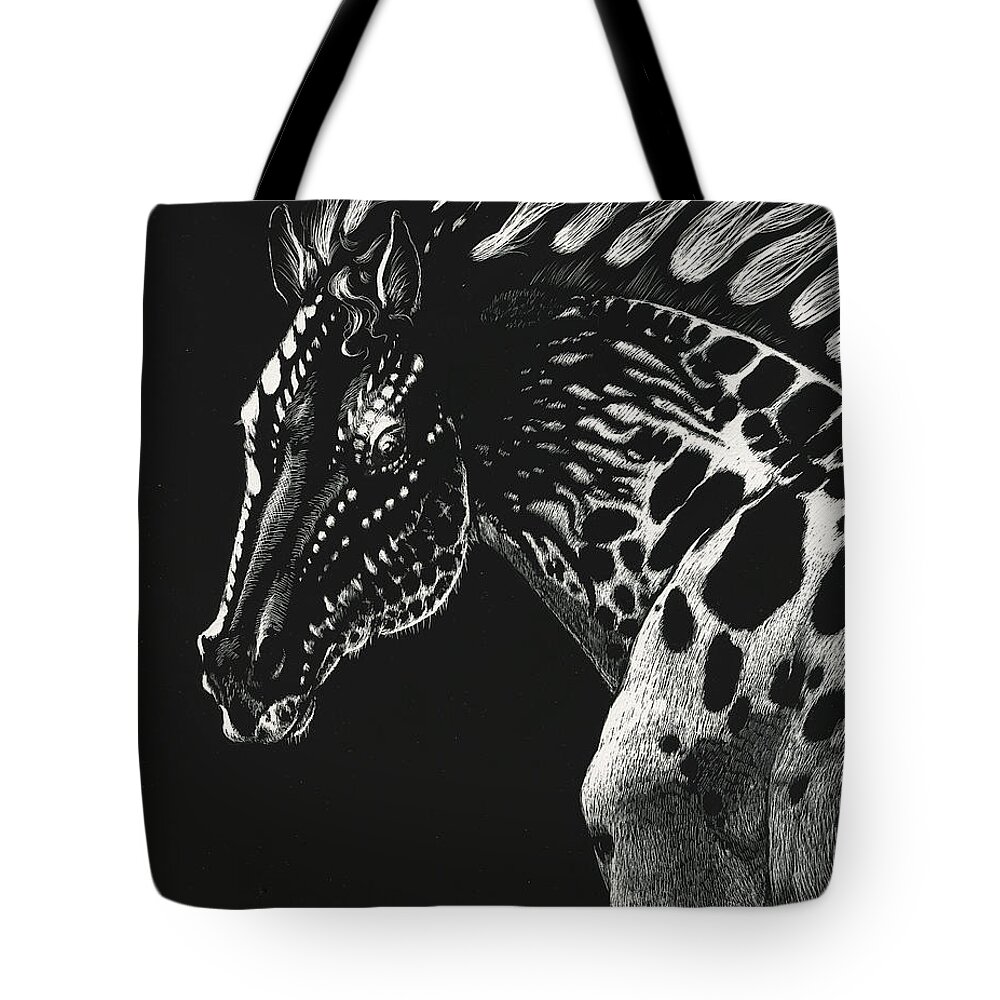 8x10 Clayboard Tote Bag featuring the drawing Dragon Horse by Stanley Morrison