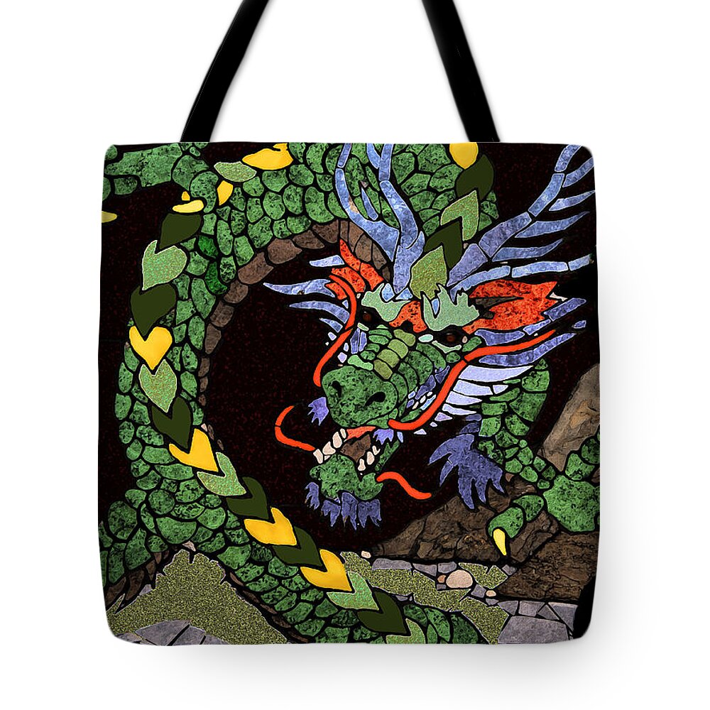 Dragon Tote Bag featuring the mixed media Dragon - Incognito by Kathy Bassett