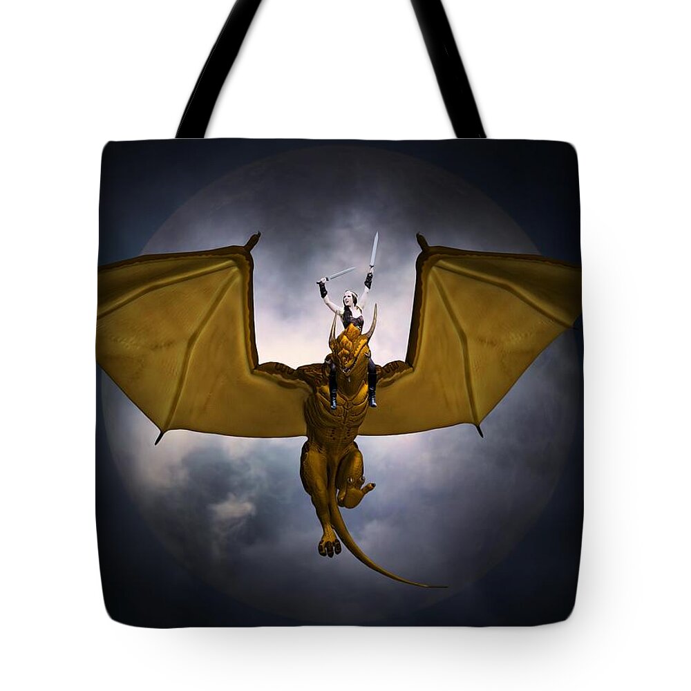 Dragon Tote Bag featuring the painting Dragon Rider by Jon Volden