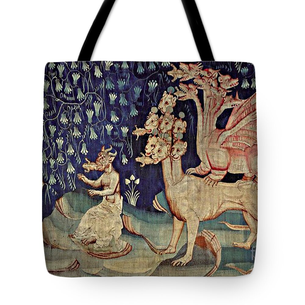 Religion Tote Bag featuring the photograph Dragons Vomiting Frogs, Apocalypse by Photo Researchers