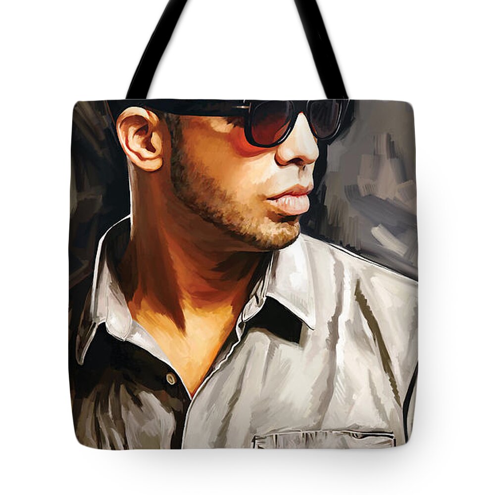 Drake Paintings Tote Bag featuring the painting Drake Artwork 2 by Sheraz A