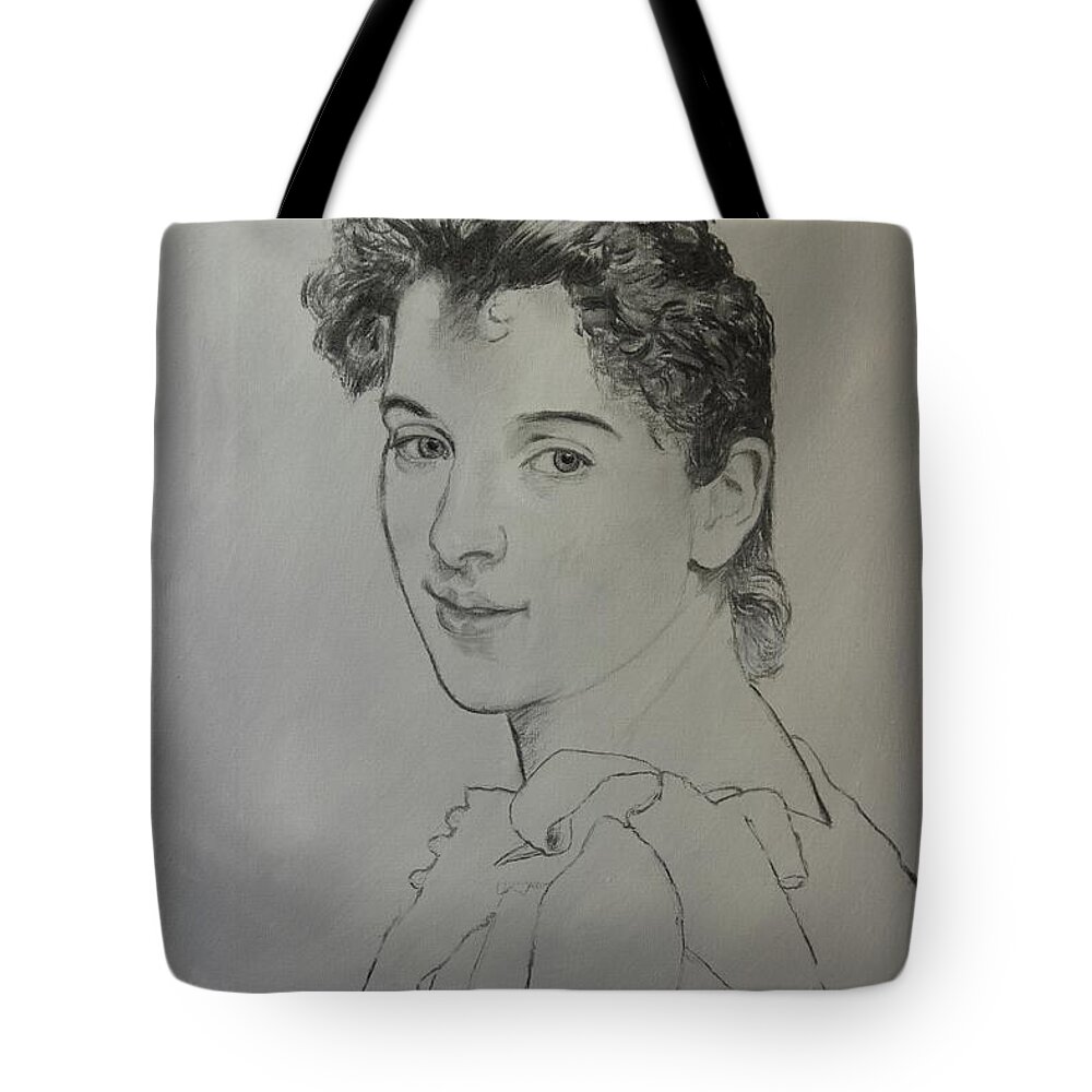 Gabrielle Cot Tote Bag featuring the painting drawing for Gabrielle Cot portrait by Glenn Beasley