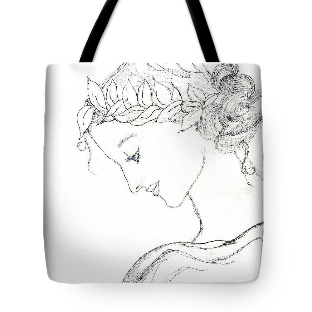 Muse Tote Bag featuring the drawing Dreaming of the Dance by Maria Hunt