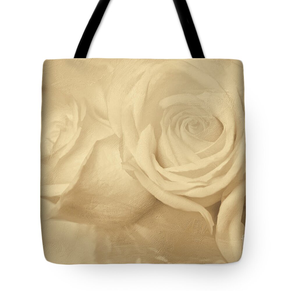 White Roses Tote Bag featuring the digital art Dreamy Roses by Jayne Carney