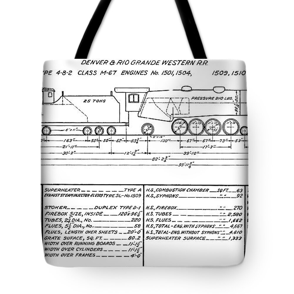 Drgw Tote Bag featuring the photograph DRGW M67 Drawing by Tim Mulina