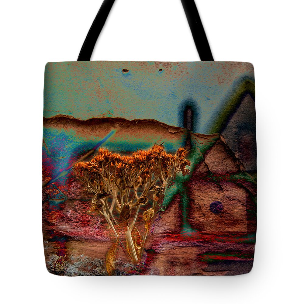 Composite Tote Bag featuring the photograph Dried and Growing from a Painted Rock by Jay Ressler