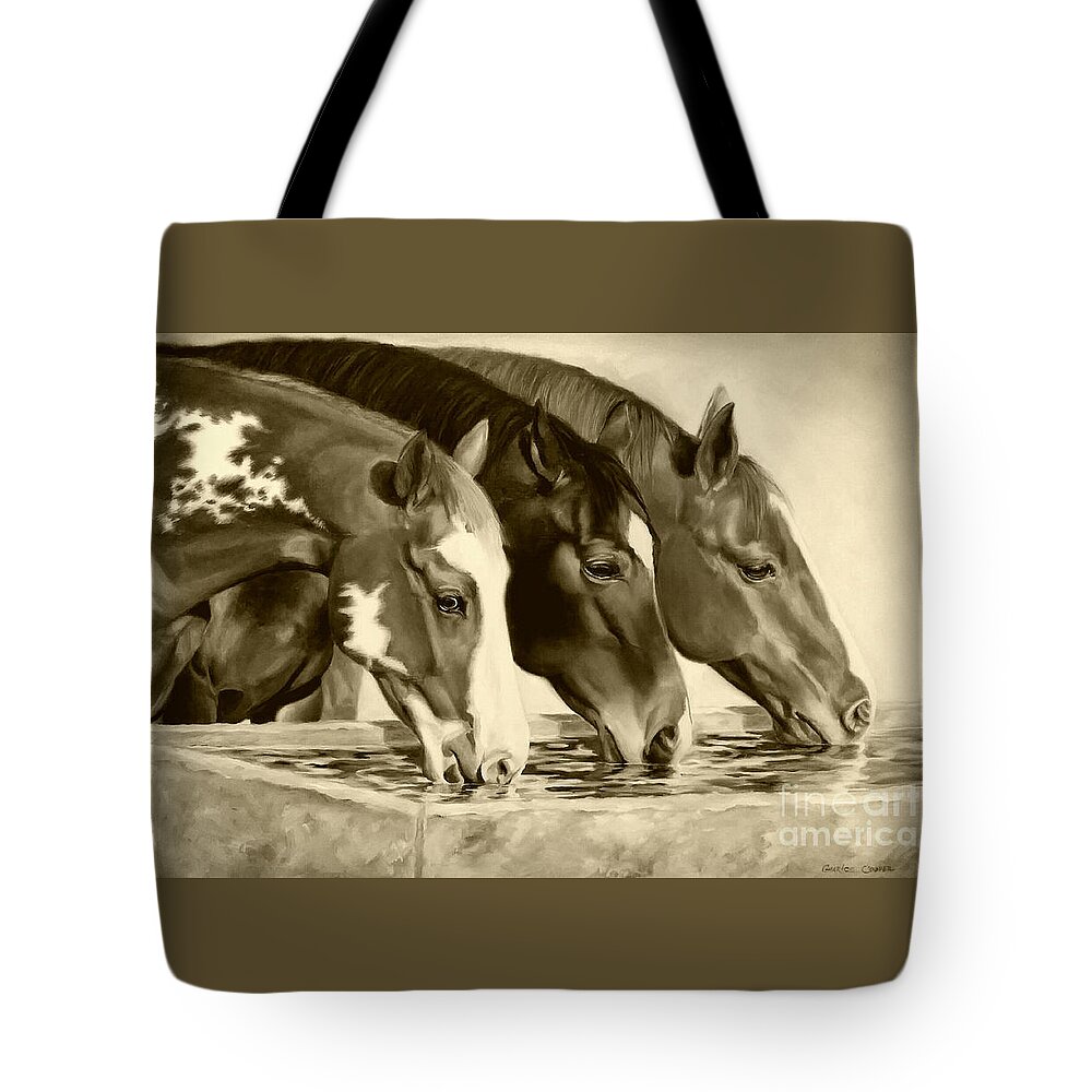 Animal Tote Bag featuring the painting Drink'n Buddies Sepia by Charice Cooper
