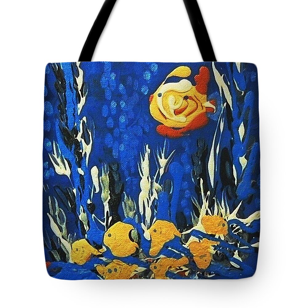 Fish Tote Bag featuring the painting Drizzlefish by Holly Carmichael