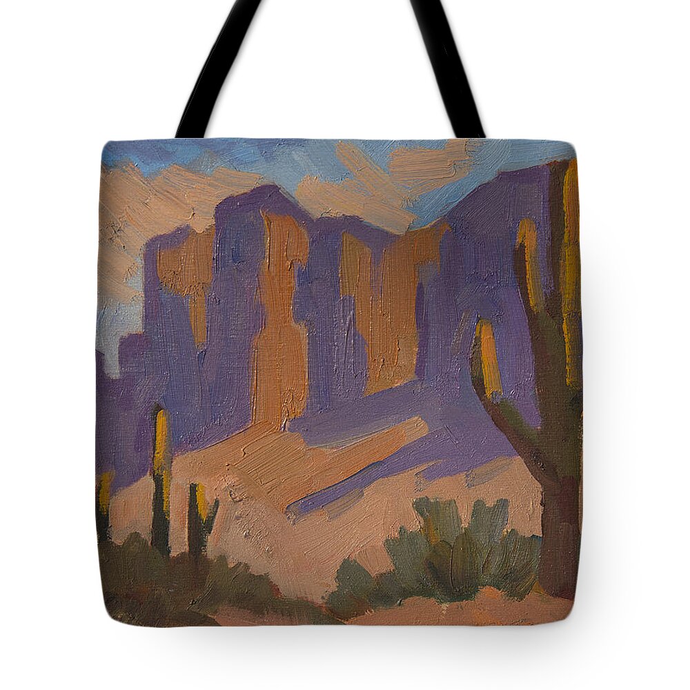 Desert Tote Bag featuring the painting Dry Heat Desert by Diane McClary