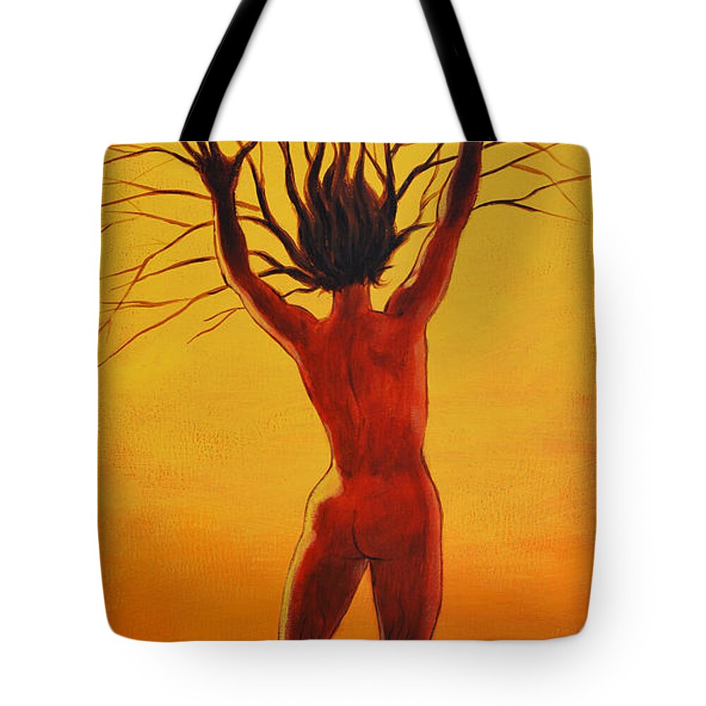 Fantasy Tote Bag featuring the painting Dryad by Glenn Pollard