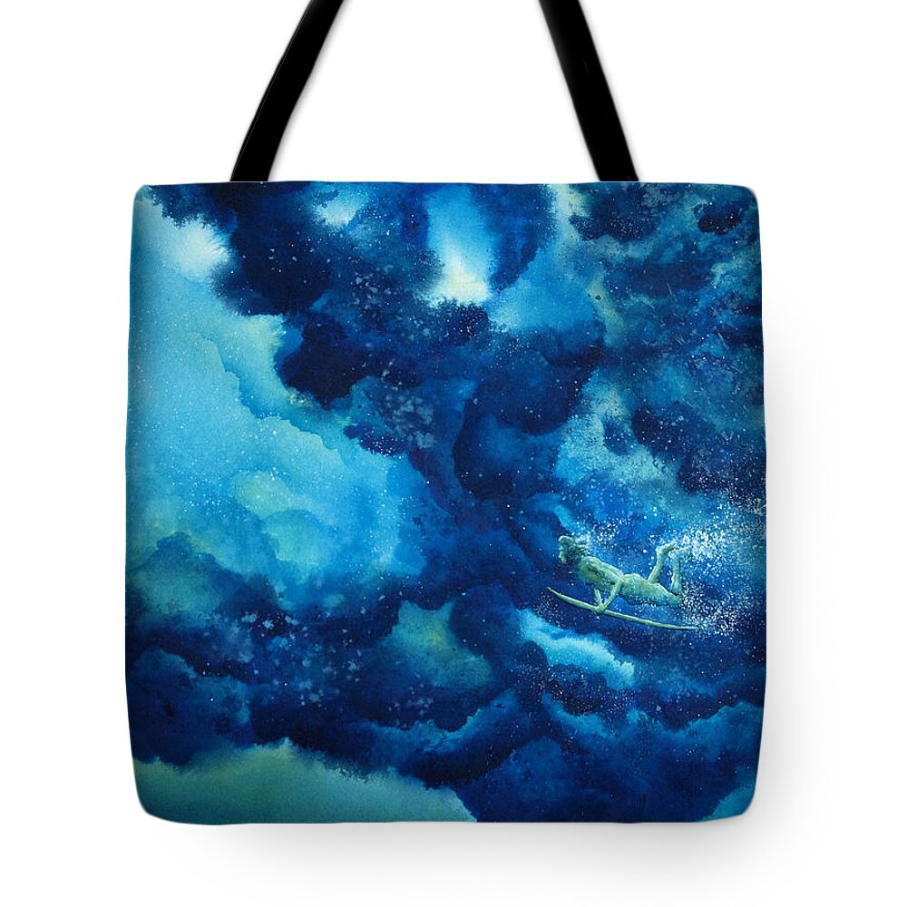 Surf Tote Bag featuring the painting Duck Diver Green by Nelson Ruger
