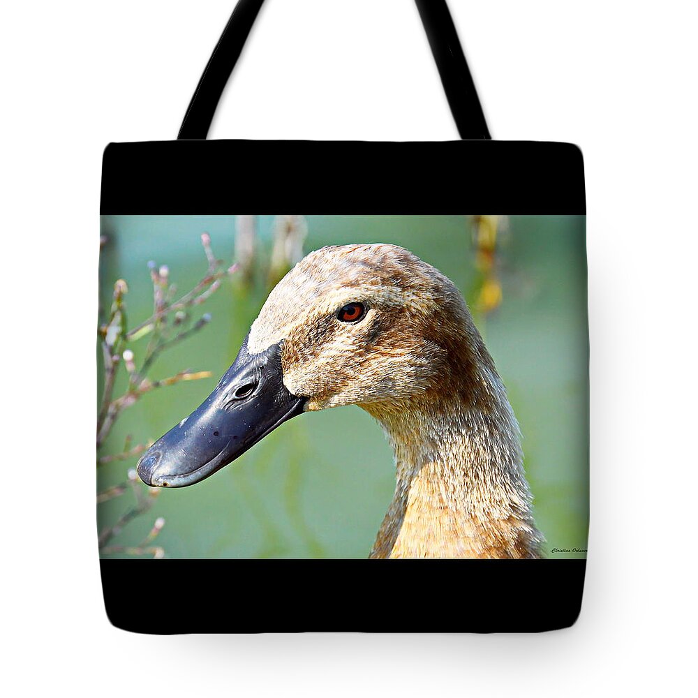 Duck Portrait Tote Bag featuring the photograph Duck Portrait by Christina Ochsner