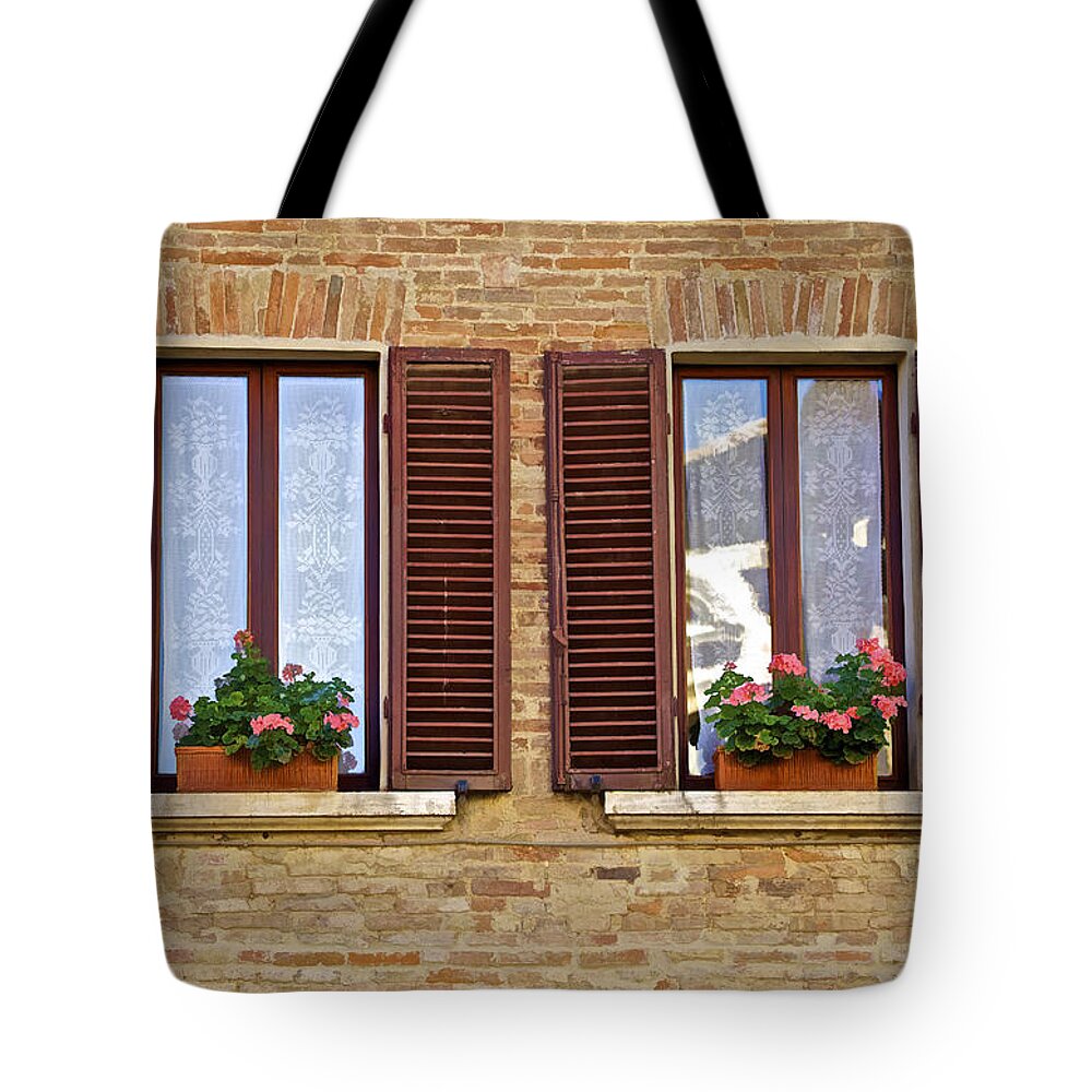Art Tote Bag featuring the photograph Dueling Windows of Tuscany by David Letts
