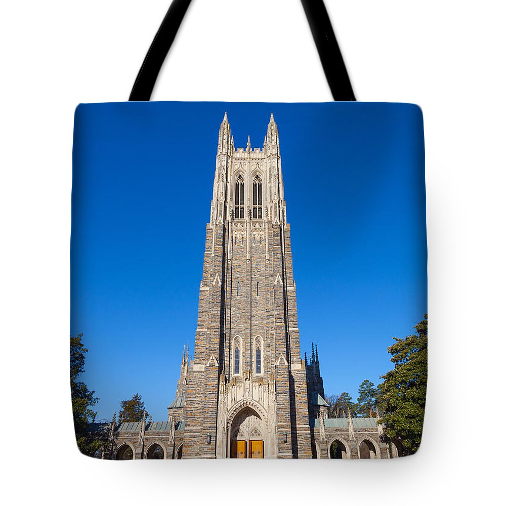 Duke University Chapel Tote Bag featuring the photograph Duke Chapel by Melinda Fawver