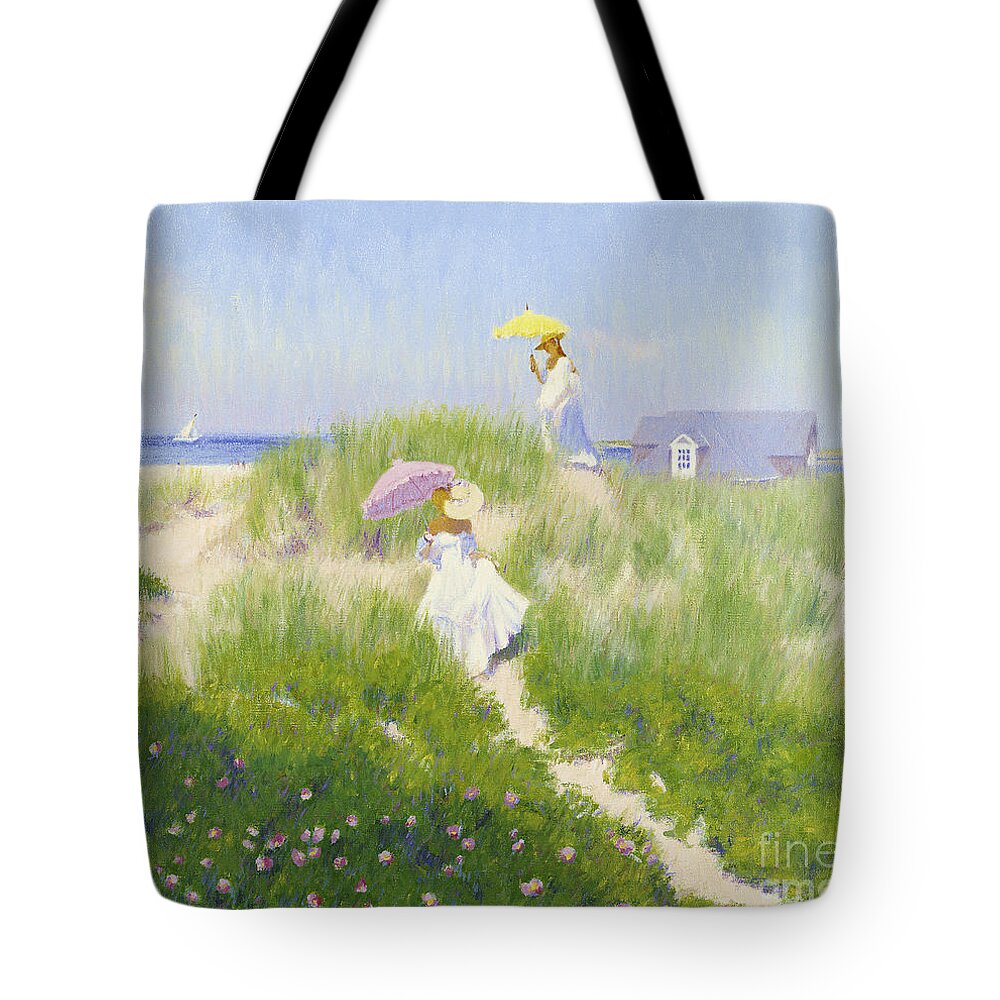 Nantucket Tote Bag featuring the painting Nantucket Dune Pass by Candace Lovely