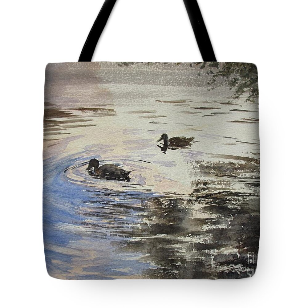 Duck Tote Bag featuring the painting Dusky Ducks by Martin Howard