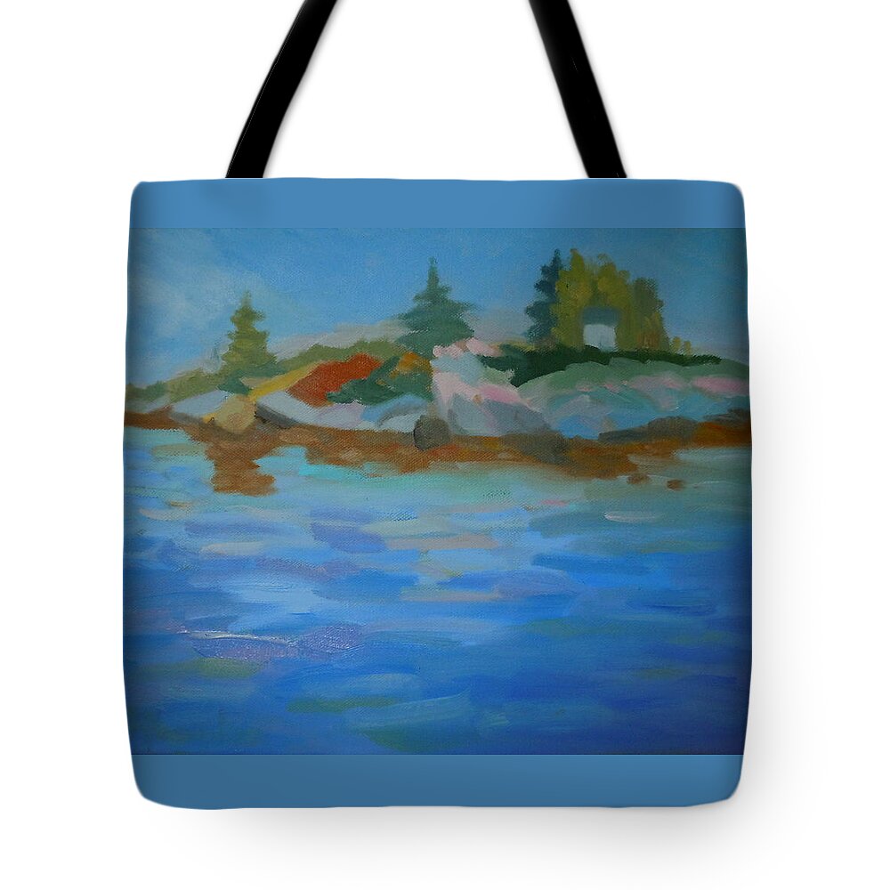 Island Tote Bag featuring the painting Dyer Bay Island by Francine Frank