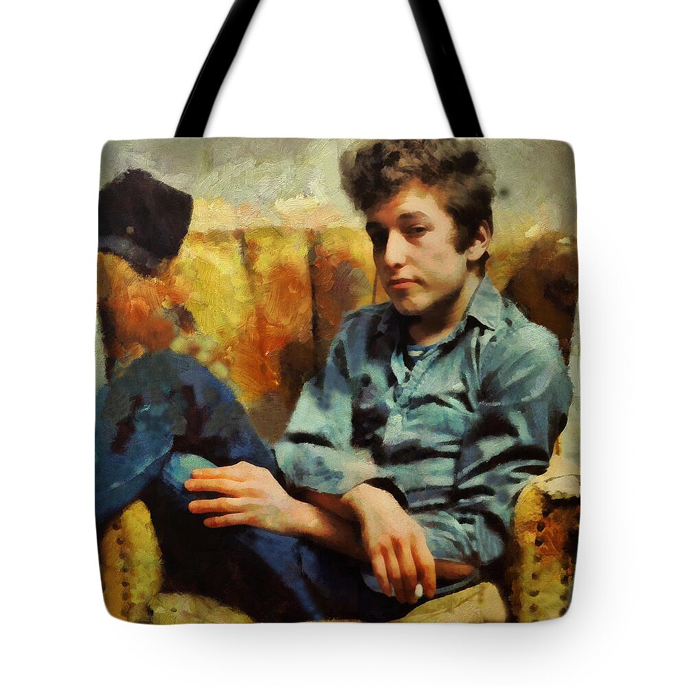 Bob Dylan Tote Bag featuring the painting Dylan by Janice MacLellan