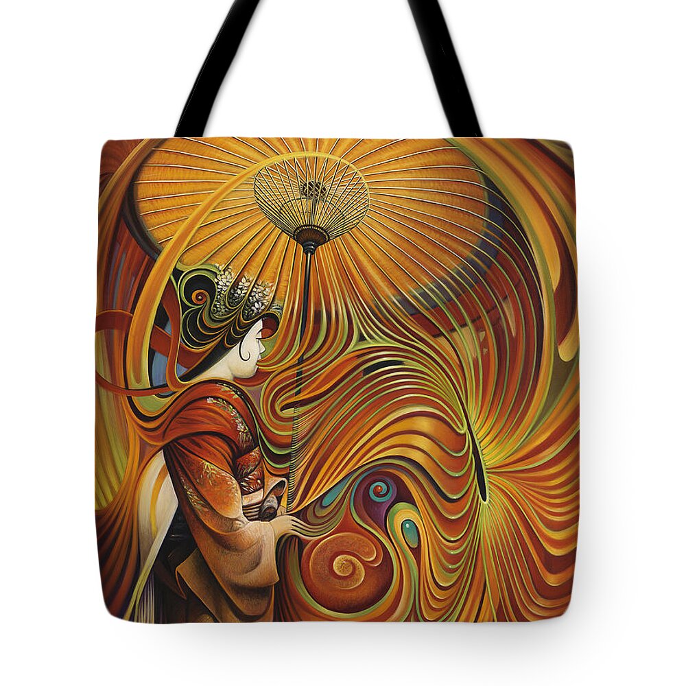 Dynamic Tote Bag featuring the painting Dynamic Oriental by Ricardo Chavez-Mendez