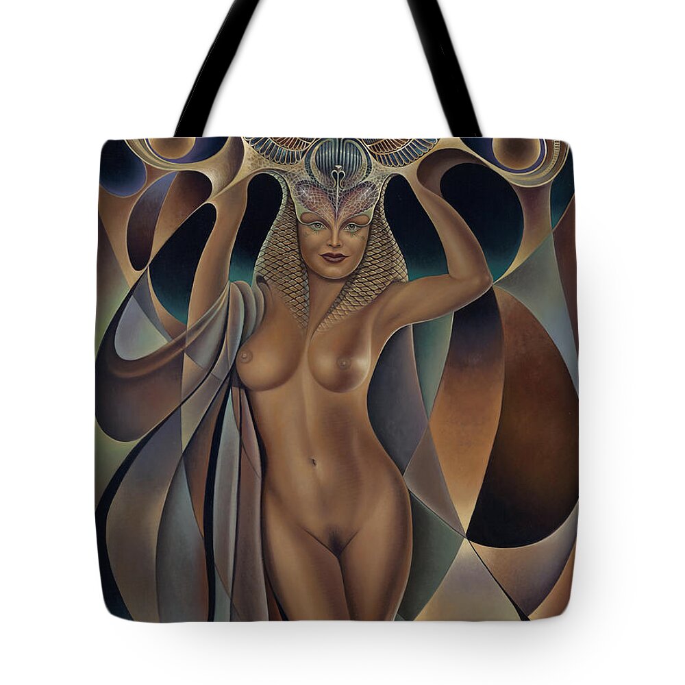 Nude-art Tote Bag featuring the painting Dynamic Queen 5 by Ricardo Chavez-Mendez
