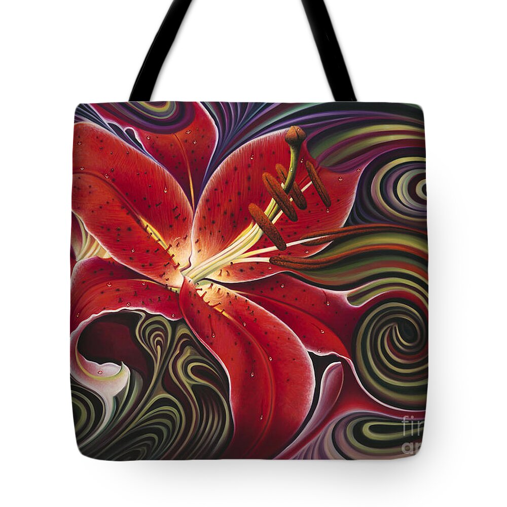 Lily Tote Bag featuring the painting Dynamic Reds by Ricardo Chavez-Mendez