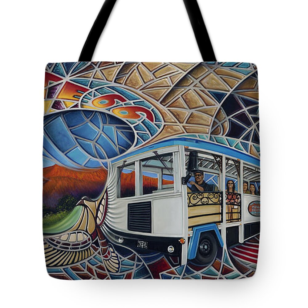 Mosiac Tote Bag featuring the painting Dynamic Route 66 II by Ricardo Chavez-Mendez