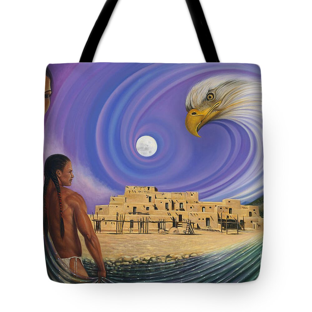 Taos Tote Bag featuring the painting Dynamic Taos I by Ricardo Chavez-Mendez
