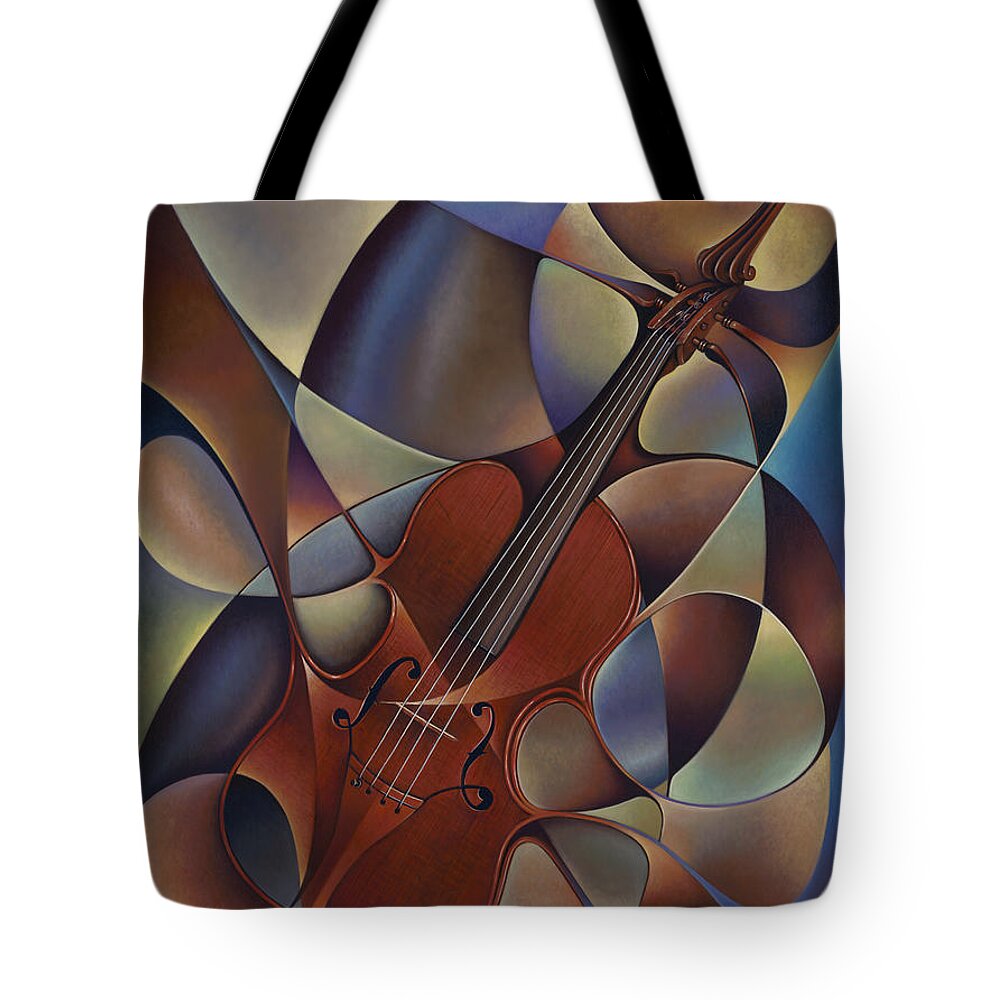 Violin Tote Bag featuring the painting Dynamic Violin by Ricardo Chavez-Mendez