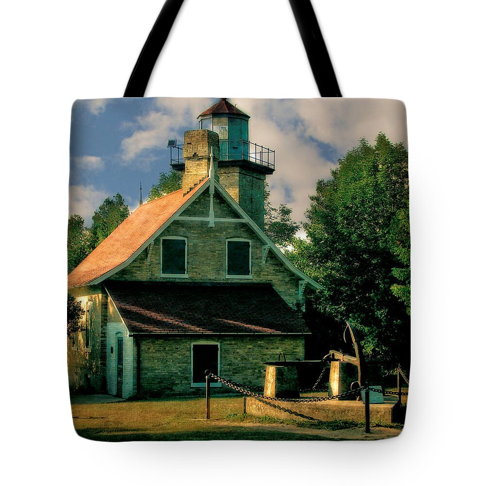 Eagle Buff Light Tote Bag featuring the photograph Eagle Bluff Light 2.0 by Michelle Calkins