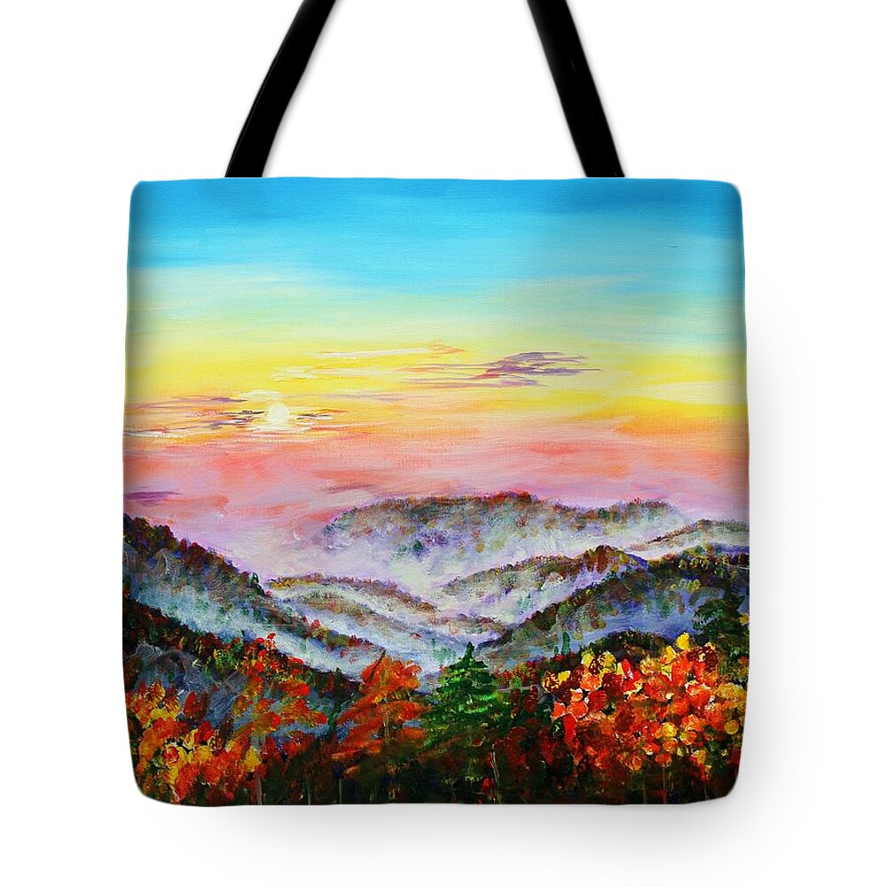 Mountains Tote Bag featuring the painting Early Morning Smoky Mountains by Karl Wagner