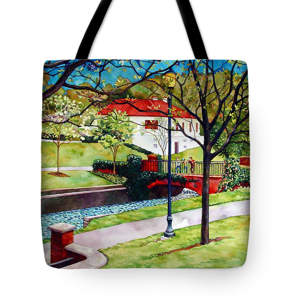 Watercolor Tote Bag featuring the painting Early Spring Creek by Mick Williams