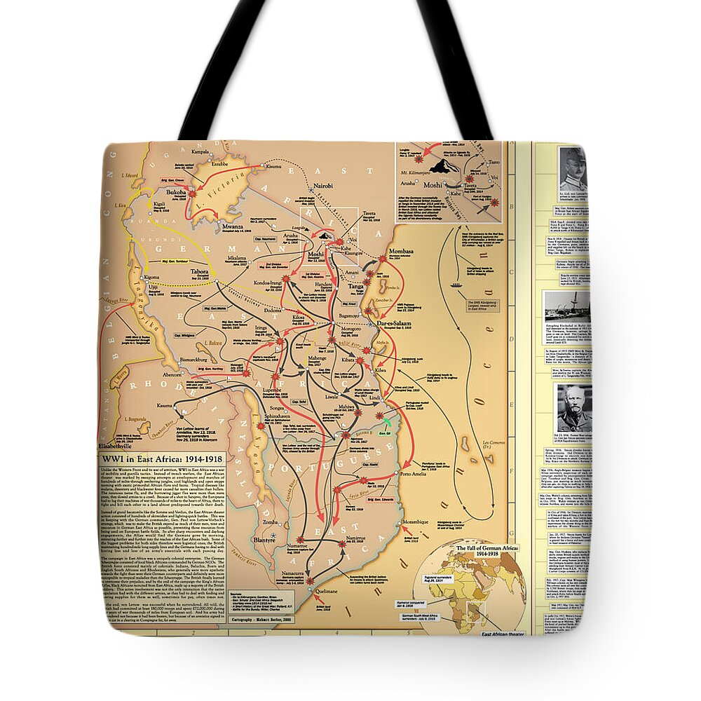 East African Theatre In World War I Painting Tote Bag featuring the drawing East African Theatre in World War I by MotionAge Designs
