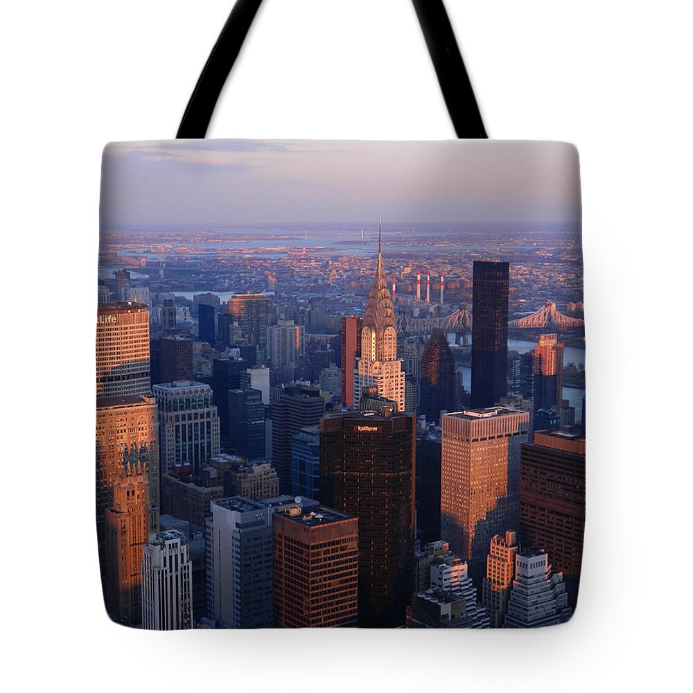 New York City Tote Bag featuring the photograph East Coast Wonder Aerial View by Emmy Marie Vickers