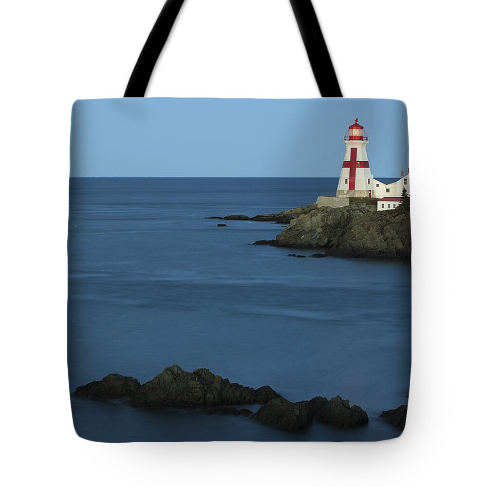 Feb0514 Tote Bag featuring the photograph East Quoddy Lighthouse At Dusk by Scott Leslie