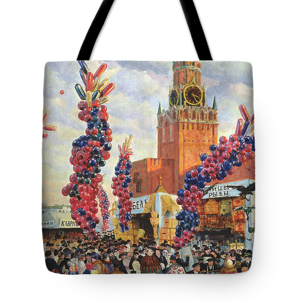 Urban Tote Bag featuring the painting Easter Market at the Moscow Kremlin by Boris Kustodiev