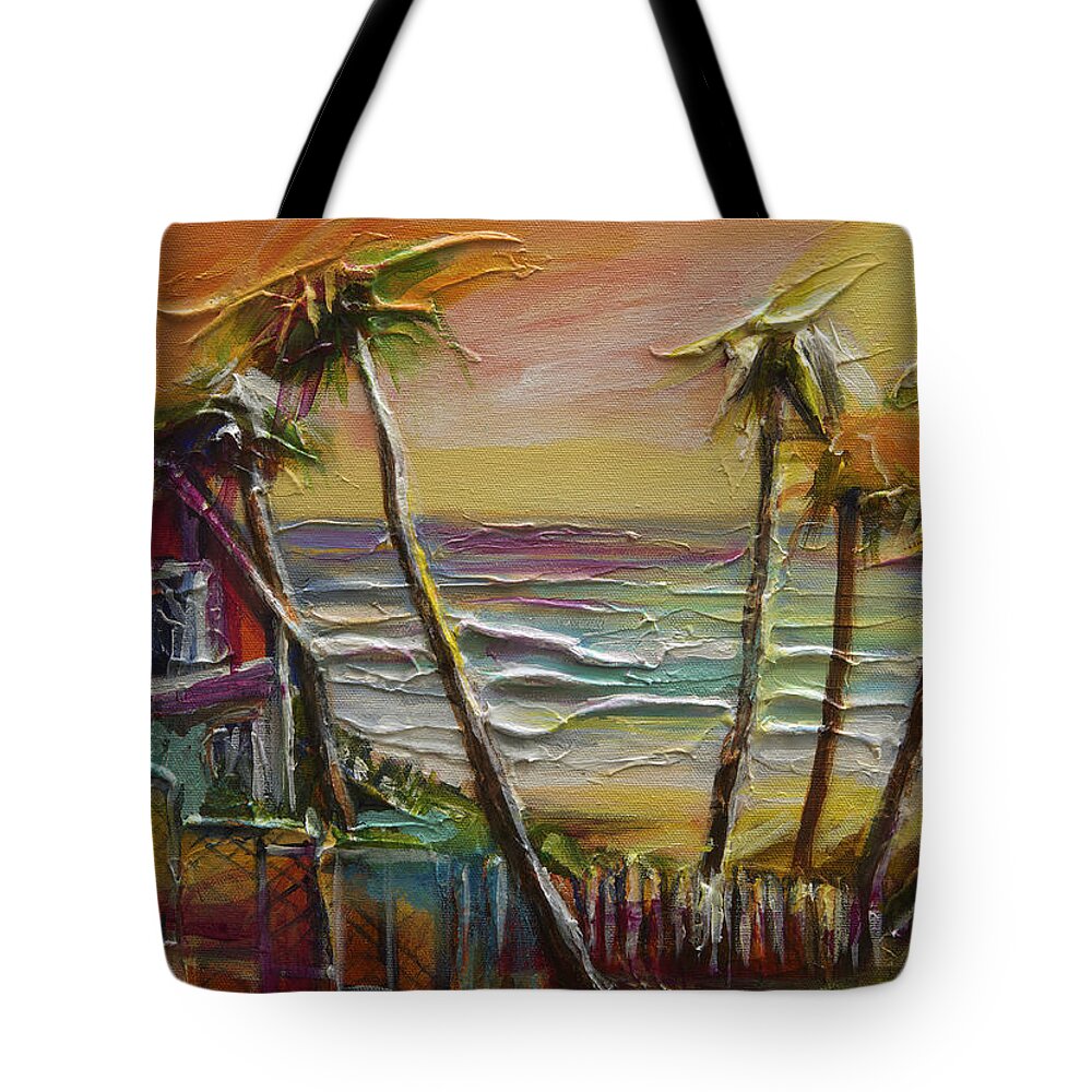 Abstract Tote Bag featuring the painting Easter Unwind Mayaro 1 by Cynthia McLean