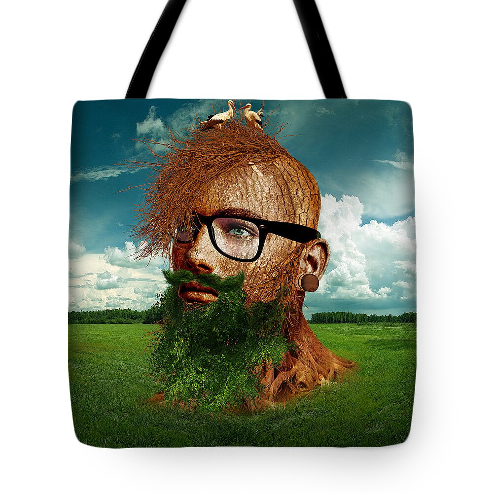 Man Tote Bag featuring the digital art Eco Hipster by Marian Voicu