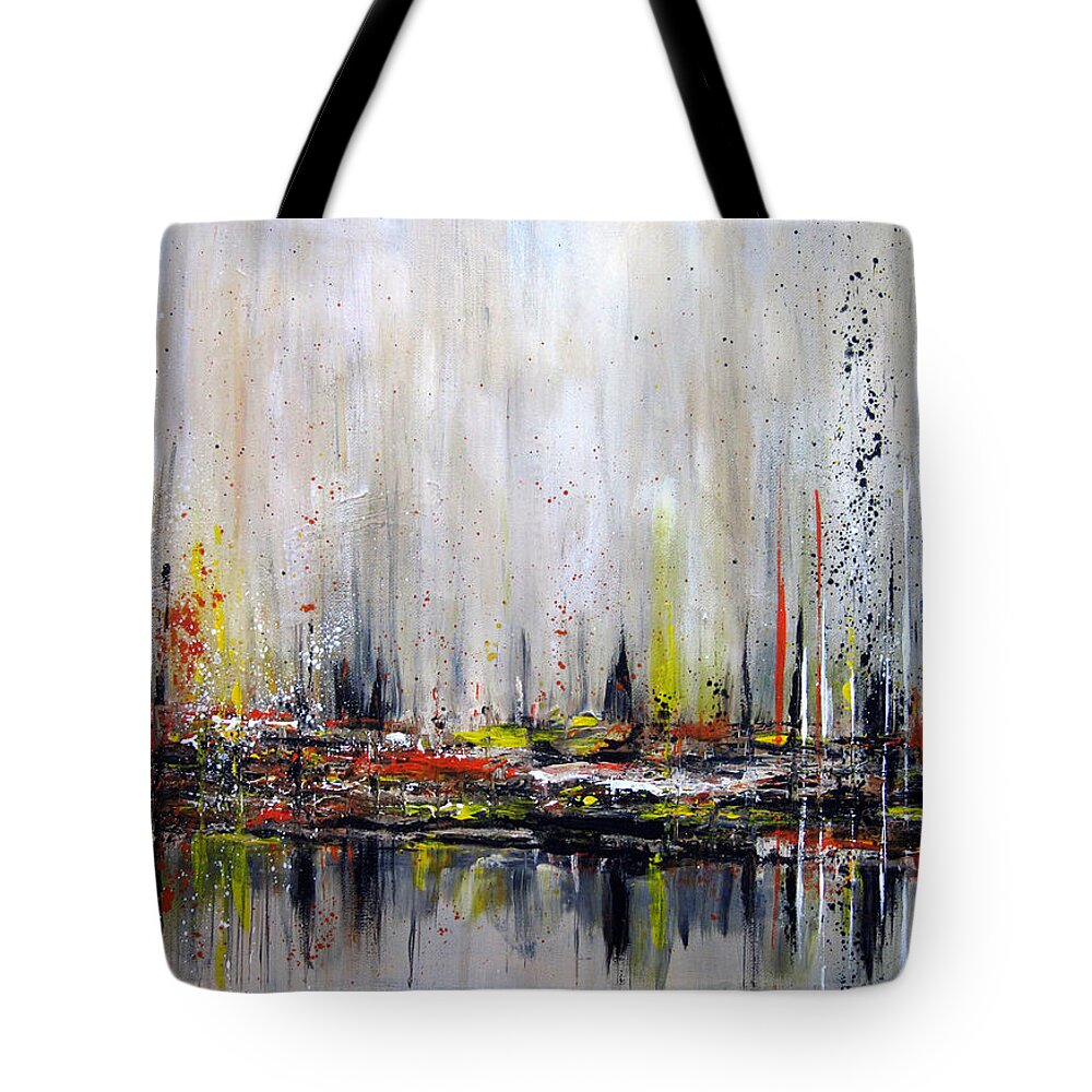 Colorful Abstract Tote Bag featuring the painting Edge of perception by Roberta Rotunda