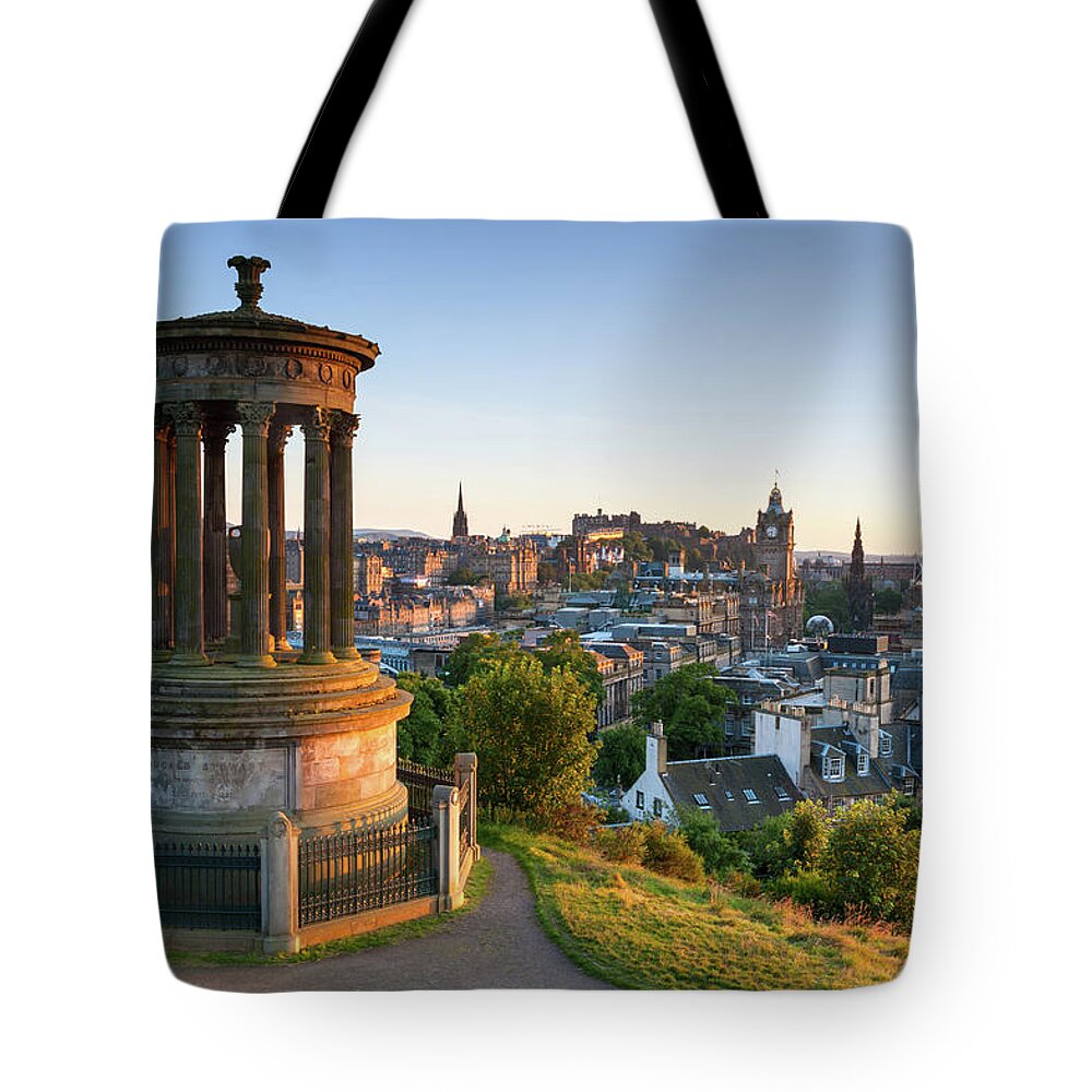 Lothian Tote Bag featuring the photograph Edinburgh Cityscape From Calton Hill by Chrishepburn