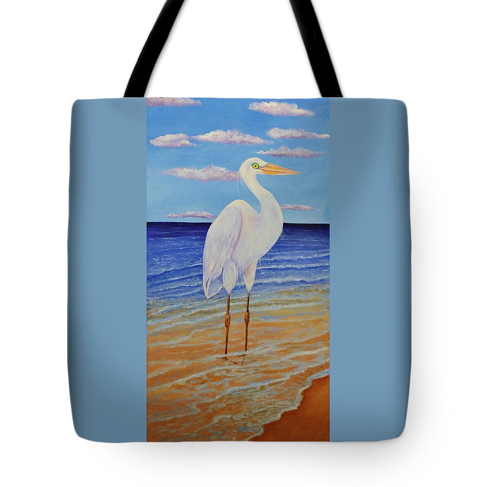 Bird Tote Bag featuring the painting Eager Egret by Jane Ricker