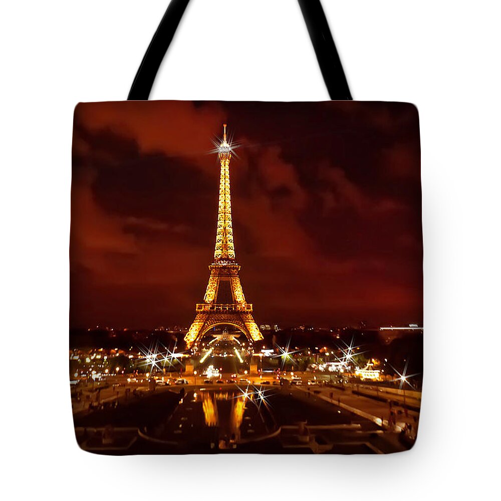 Crystal Tote Bag featuring the photograph Eiffel Tower After Sunset by Mitchell R Grosky