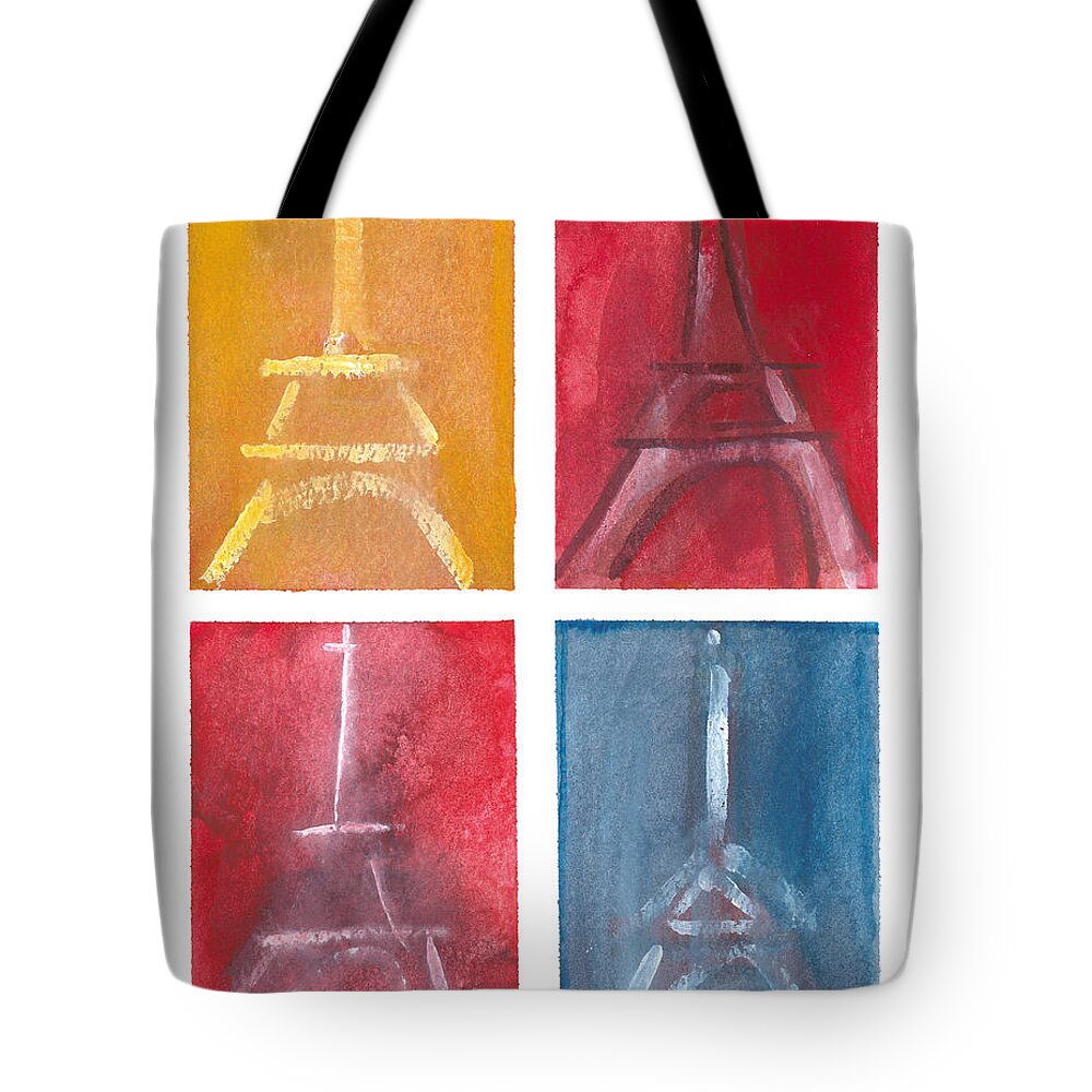 Effel Tower Tote Bag featuring the painting Eiffel Tower Paintings of 4 up by Robyn Saunders