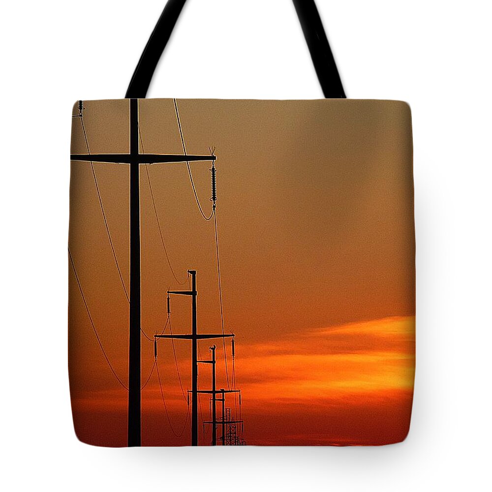 Sunrise Tote Bag featuring the photograph Electricity by Amalia Suruceanu